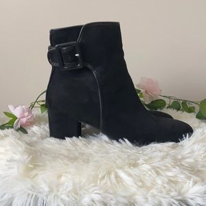 White Mountain Black Suede Heeled Boots 8.5
